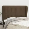 Image de vidaXL Hoofdbord met randen 147x23x118/128 cm stof donkerbruin3118195