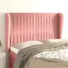 Image de vidaXL Hoofdbord met randen 147x23x118/128 cm fluweel roze3118247