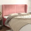 Image de vidaXL Hoofdbord met randen 163x23x118/128 cm fluweel roze3118253