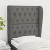 Image de vidaXL Hoofdbord met randen 83x23x118/128 cm stof donkergrijs3118267