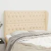 Image de vidaXL Hoofdbord met randen 147x23x118/128 cm stof cràmekleurig3118295