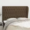 Image de vidaXL Hoofdbord met randen 163x23x118/128 cm stof donkerbruin3118301