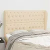 Image de vidaXL Hoofdbord met randen 163x23x118/128 cm stof cràmekleurig3118303