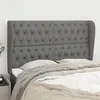 Image de vidaXL Hoofdbord met randen 147x23x118/128 cm stof donkergrijs3118389