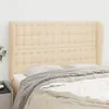 Image de vidaXL Hoofdbord met randen 147x23x118/128 cm stof cràmekleurig3118393