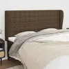 Image de vidaXL Hoofdbord met randen 183x23x118/128 cm stof donkerbruin3118407