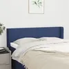Image de vidaXL Hoofdbord met randen 147x16x78/88 cm stof blauw3118492