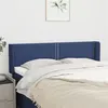 Image de vidaXL Hoofdbord met randen 147x16x78/88 cm stof blauw3118632