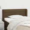 Image de vidaXL Tête de Lit avec Oreilles Meuble de Chambre à Coucher Accessoire de Lit Simple Tête de Cadre de Lit Intérieur Marron Foncé 93x16x78/88 cm Tissu