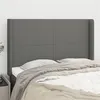 Image de vidaXL Hoofdbord met randen 147x16x118/128 cm stof donkergrijs3119299