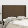 Image de vidaXL Hoofdbord met randen 147x16x118/128 cm stof donkerbruin3119301