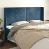 Image de vidaXL Hoofdbord met randen 203x16x118/128 cm fluweel donkerblauw3119510