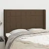 Image de vidaXL Hoofdbord met randen 147x16x118/128 cm stof donkerbruin3119581