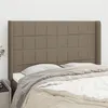 Image de vidaXL Hoofdbord met randen 147x16x118/128 cm stof taupe3119582