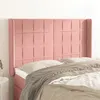 Image de vidaXL Hoofdbord met randen 147x16x118/128 cm fluweel roze3119633