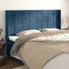 Image de vidaXL Hoofdbord met randen 203x16x118/128 cm fluweel donkerblauw3119650