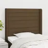 Image de vidaXL Tête de Lit avec Oreilles Meuble de Chambre à Coucher Accessoire de Lit Simple Tête de Cadre de Lit Marron Foncé 93x16x118/128 cm Tissu