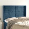 Image de vidaXL Hoofdbord met randen 147x16x118/128 cm fluweel donkerblauw3119772