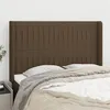 Image de vidaXL Hoofdbord met randen 147x16x118/128 cm stof donkerbruin3119819