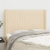 Image de vidaXL Hoofdbord met randen 147x16x118/128 cm stof cràmekleurig3119821