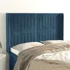 Image de vidaXL Hoofdbord met randen 147x16x118/128 cm fluweel donkerblauw3119870
