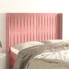 Image de vidaXL Hoofdbord met randen 147x16x118/128 cm fluweel roze3119871
