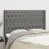 Image de vidaXL Hoofdbord met randen 163x16x118/128 cm stof donkergrijs3119923