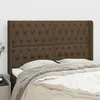 Image de vidaXL Hoofdbord met randen 163x16x118/128 cm stof donkerbruin 3119925
