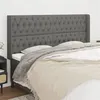 Image de vidaXL Hoofdbord met randen 203x16x118/128 cm stof donkergrijs3119939