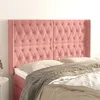Image de vidaXL Hoofdbord met randen 147x16x118/128 cm fluweel roze3119969