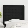 Image de vidaXL Hoofdbord met randen 103x16x118/128 cm stof zwart3120006