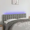 Image de Vidaxl Tête de lit avec LED, Gris clair, 144x5x78/88 cm, Velours