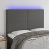 Image de vidaXL Hoofdbord LED 144x5x118/128 cm kunstleer grijs3122238