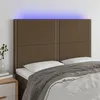 Image de vidaXL Hoofdbord LED 144x5x118/128 cm stof donkerbruin3122285