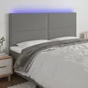 Image de vidaXL Hoofdbord LED 200x5x118/128 cm stof donkergrijs3122307