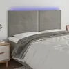 Image de vidaXL Hoofdbord LED 200x5x118/128 cm fluweel lichtgrijs3122350