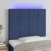 Image de vidaXL Hoofdbord LED 100x5x118/128 cm stof blauw3122420