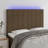 Image de vidaXL Hoofdbord LED 144x5x118/128 cm stof donkerbruin3122425