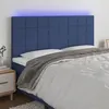 Image de vidaXL Hoofdbord LED 160x5x118/128 cm stof blauw3122436