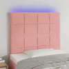 Image de vidaXL Hoofdbord LED 80x5x118/128 cm fluweel roze3122459