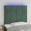 Image de vidaXL Hoofdbord LED 90x5x118/128 cm fluweel donkergroen3122463