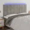 Image de vidaXL Hoofdbord LED 200x5x118/128 cm fluweel lichtgrijs3122490