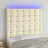 Image de vidaXL Tête de lit à LED Crème 100x5x118/128 cm Similicuir