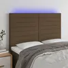 Image de vidaXL Hoofdbord LED 144x5x118/128 cm stof donkerbruin3122565