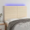 Image de vidaXL Hoofdbord LED 144x5x118/128 cm stof cràmekleurig3122567