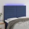 Image de vidaXL Hoofdbord LED 144x5x118/128 cm stof blauw3122568