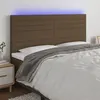 Image de vidaXL Hoofdbord LED 200x5x118/128 cm stof donkerbruin3122589