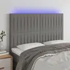 Image de vidaXL Hoofdbord LED 144x5x118/128 cm stof donkergrijs3122661