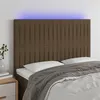 Image de vidaXL Hoofdbord LED 144x5x118/128 cm stof donkerbruin3122663
