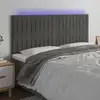 Image de Vidaxl Tête de lit avec LED, Gris Foncé, 160x5x118/128 cm, Velours